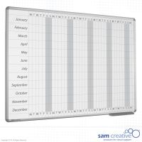 Whiteboard Year Planner Mon-Sun 100x180 cm